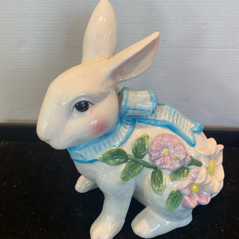 NWT & Vintage 1990s Ceramic Easter Bunny - Repaired